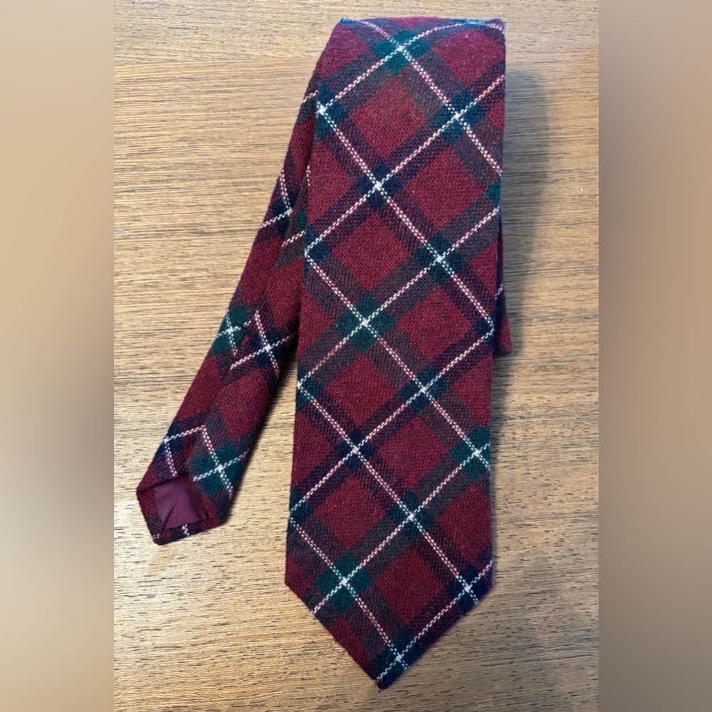 YSL Yves Saint Laurent Tie Heather Mist Wool Blend Plaid ITALY